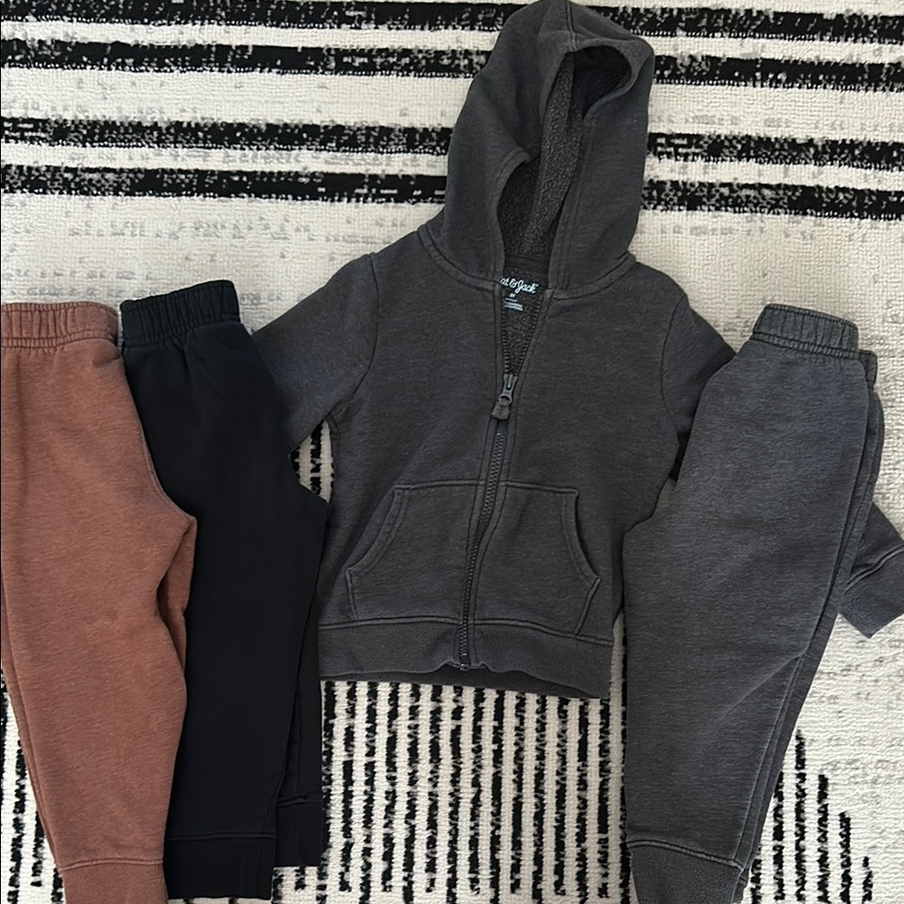 Cat & Jack Gray and Black Joggers with Tapered Fit